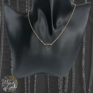 Womens Gold Tone Triangle Center Charm Pendant Chain Necklace Alloy Jewelry - Picture 1 of 4