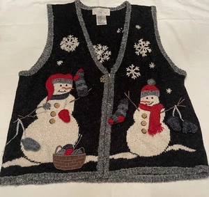 Vtg 90’s 3D Christmas Vest By Mandal Bay XL Snow Man Ugly Sweater - Picture 1 of 14