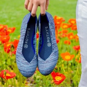 Rothy’s maritime melierte Ballerinas blau gestreift runde Spitze Größe 9,5 ZURÜCKGENOMMEN - Bild 1 von 7