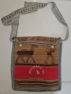 Bolso Boho Cartera Souvenir Bolivia Llama Tejido Bordado - Imagen 1 de 6