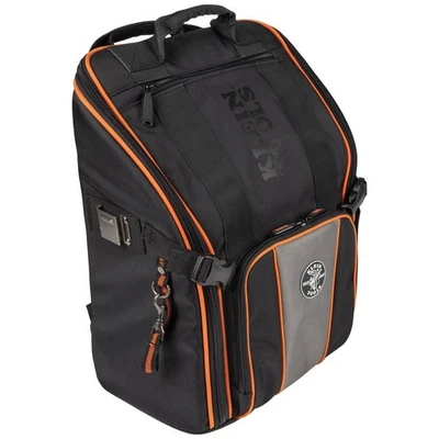 Klein Tools Tradesman Pro Tool Backpack 21 Pockets Water Resistant Black Orange - Image 1 of 4