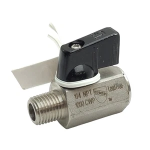 IAPMO R&T Q104 Manual Ball Valve 1/4in NPT Male& Female, Two Position, 1000CWP - Picture 1 of 9