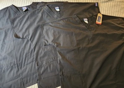 Medical Scrub Tops Large Unisex Lot Of 3 Black Cherokee Many Pockets - Image 1 of 4