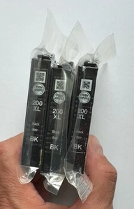 LOT 3 Genuine OEM Epson 200XL BK Black Ink High Yield Cartridges OPEN BOX SEALED - Picture 1 of 3