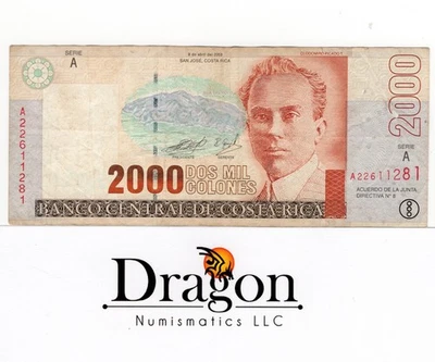 Costa Rica 2000 Colones 2003 Portrait of Clodomiro Picado T.  Circulated - Image 1 of 2