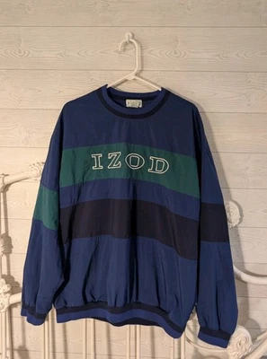 Vintage Izod Pullover Windbreaker Spell out Golf Embroidered Color block L - Image 1 of 4