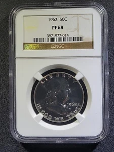 1962 U.S. Franklin Half Dollar - silver - PROOF 68 (NGC) - Picture 1 of 7
