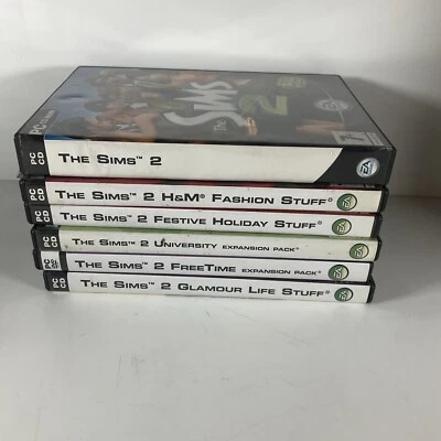 The Sims 2 - Pc Bundle - X6 - Glamour Life Stuff, Free Time, University, Fest… - Image 1 of 4