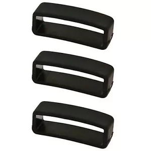 3 PIECES SIZE 18MM BLACK RUBBER CUIR DE LYON REPLACEMENT WATCH BAND STRAP LOOPS - Picture 1 of 3