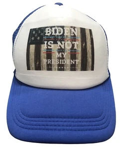 Gorra de béisbol Biden Is Not My President malla espalda a presión camionero azul blanco nueva - Imagen 1 de 11