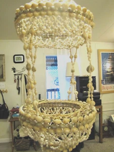 Vintage 70's Cowrie Shell Macramé Plant Hanger - Picture 1 of 7