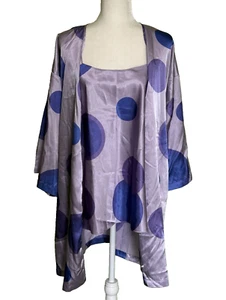 Vintage Anne Klein 2 Women's Purple Polka Dot Nightie & Robe Set Size Large - Picture 1 of 9