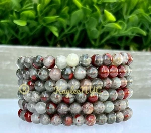 Wholesale Lot 6 Pcs Natural African Bloodstone 6mm 7.5” Crystal Stretch Bracelet - Picture 1 of 5