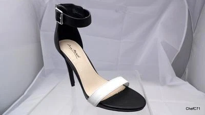 ANNE MICHELLE US 9 EUR 39 ANKLE STRAP STILETTO HIGH HEELS BLACK WHITE VAMP NWD - Image 1 of 4