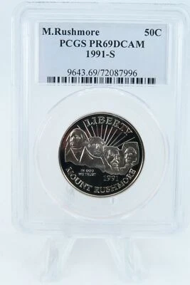 1991-S PCGS PR69DCAM Mount Rushmore Silver Commemorative Proof 50C - Image 1 of 2