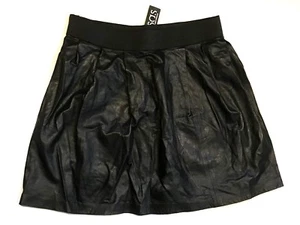 Nordstroms Neu mit Etikett schwarz weiches Leder plissiert A Line Minirock 10 12 - Bild 1 von 3