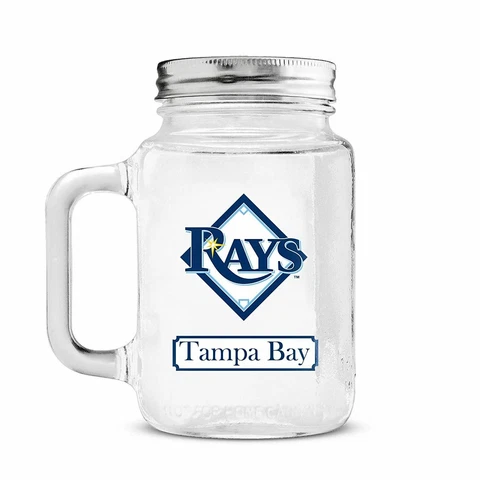 Tampa Bay Rays Mason Jar with Lid Glass Container 20 oz Cover