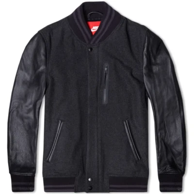 NIKE DESTROYER VARSITY TOP BOY WOOL LEATHER BLACK JACKET (545942 032) - Image 1 of 4