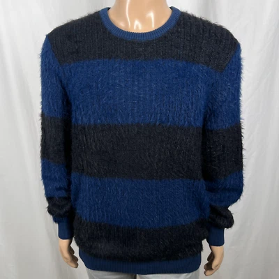 Suéter INC International Concepts Para Hombres Grande Azul/Negro Rayas Suave Tejido Difuso Foto 1 de 4