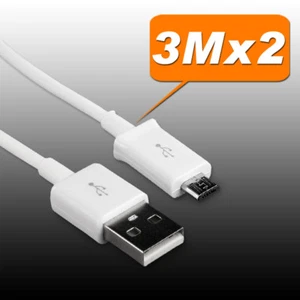 2x 3M Micro USB Data Charger Cable for LG Nexus 5 Samsung Galaxy S4 S3 S5 S7 - Picture 1 of 2