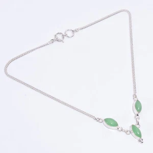 Natural Peru Chalcedony Fashion Jewelry 925 Silver Necklace 17-18" ARN-566 - Picture 1 of 3