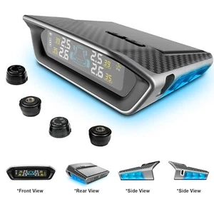 STEELMATE Tire Pressure Monitoring System for RV Car - Solar Charge Carbon Fiber - Picture 1 of 11