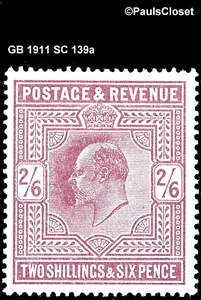 GB 1911 SC 139a KING EDWARD VII DARK VIOLET 2s/6p MHR OG WM31 F/VFINE - Picture 1 of 2