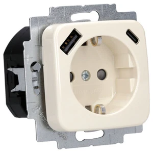 Busch Jaeger 20 EUCB2USBAC-212 Steckdose USB AC Safety+ Duro 2000 SI Cremeweiß - Bild 1 von 4
