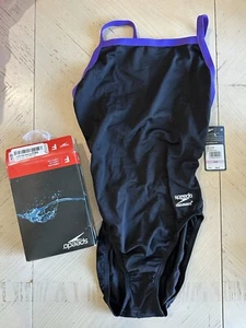 Speedo Girls One Piece Swimsuit, Black/Purple, Size 6/32 - Picture 1 of 3