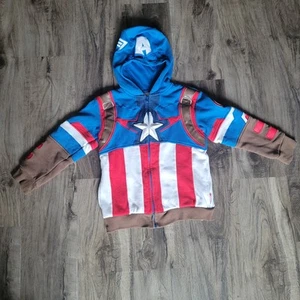 Marvel Captain America Full Zip Costume Hoodie Size 7/8 Disney Store Licensed - Picture 1 of 10