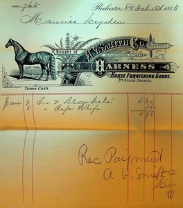 AV Smith Company Letterhead Harness Horse Furnishing Goods Rochester NY 1885 - Picture 1 of 1