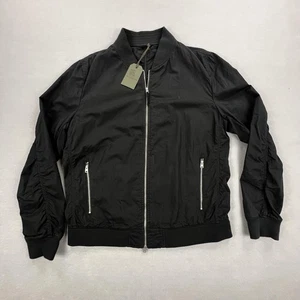 AllSaints Jacke Herren Large schwarz Bassett Bomber leicht Reißverschlusstaschen - Bild 1 von 15