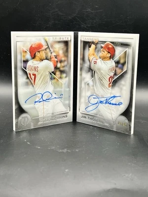 2019 Topps Tribute Tandems Rhys Hoskins Jim Thome Sp Dual Booklet Auto /25 - Image 1 of 3