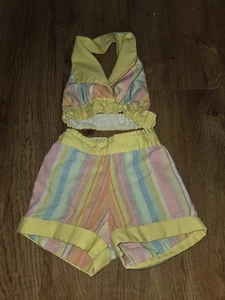 Vintage Hi-I-Q California 80's Girls Haler Top and Shorts Pastel Stripes - Picture 1 of 6