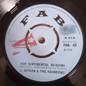 VERY RARE 7" VINYL SINGLE FOR SENTIMENTAL REASONS L AITKEN & THE RAINBOWS FAB - Picture 1 of 3