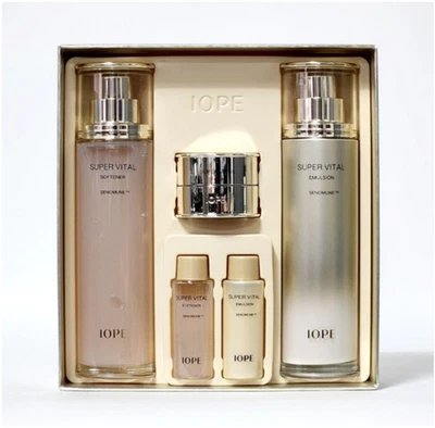 Juego de 2 piezas IOPE Super Vital - Suavizante y emulsión - Cuidado de la piel coreano antienvejecimiento Foto 1 de 2