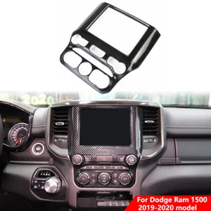 Carbon fiber style central control navigation screen frame trim for Ram 1500 - Imagen 1 de 5