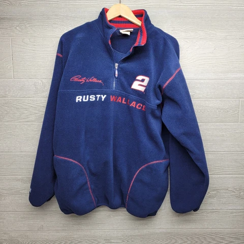 Vintage Chase Authentics NASCAR Rusty Wallace Quarter Zip Fleece Jacket Size L Cover