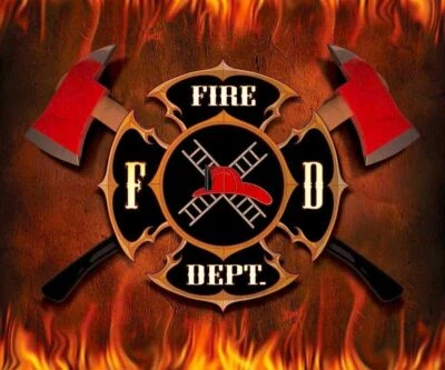 Fire Department Flames Firemen Old Style Flag Deluxe Polar Fleece 50"X60 Blanket - Image 1 of 2