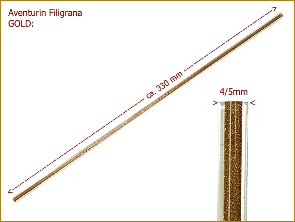 EFFETRE (5,30€/m) Goldenes Aventurin-Glas FILIGRANA (4/5mm - 33cm)