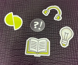 Lot of 5 Stickers Lime Lightbulb Book Reading ?! Headphones for Laptop Bottle - Picture 1 of 4