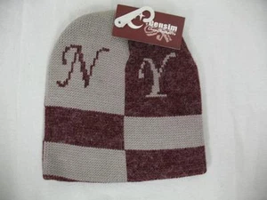 Censim Cheng Xin Mao Ye NY Color Blocked Winter Hat Red Tan One Size Fits Most - Picture 1 of 1