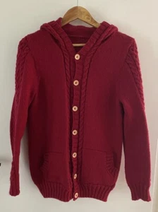 Hand Knit Chunky Cable Cardigan With Hood EC - Picture 1 of 3