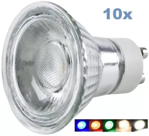 10er Pack LED Leuchtmittel GU10 230V Warmweiß Tageslichtweiß 3W 5W Blau Rot Grün - Bild 1 von 11