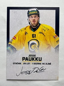 Autograph JESSE PAUKKU-Berani Zlin-Ice Hockey CZECHIA-Ex-Sport Vaasa-signed-AK - Picture 1 of 2