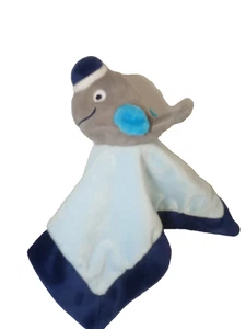 Bananafish Whale Lovey Light blue dark blue edging 12" x 12" - Picture 1 of 7