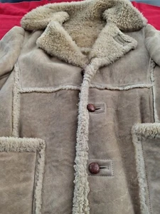 Shearling Sheepskin Vintage Coat 100% Pure Buttons Size M/L - Picture 1 of 12