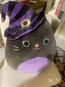 NEW Squishmallow 16” Autumn Black Cat With Halloween Witch Hat Soft Plushy 2023 - Picture 1 of 3