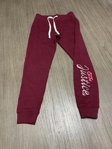 girls justice maroon sweatpants Size 8 with drawstring & Justice Logo On Leg - Picture 1 of 6