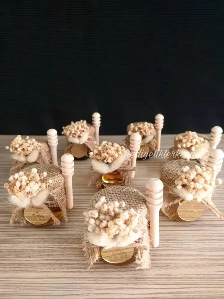 20 PIEZAS Tarro de miel, favor de boda, regalo de boda de lujo, tarro de miel regalo Foto 1 de 4